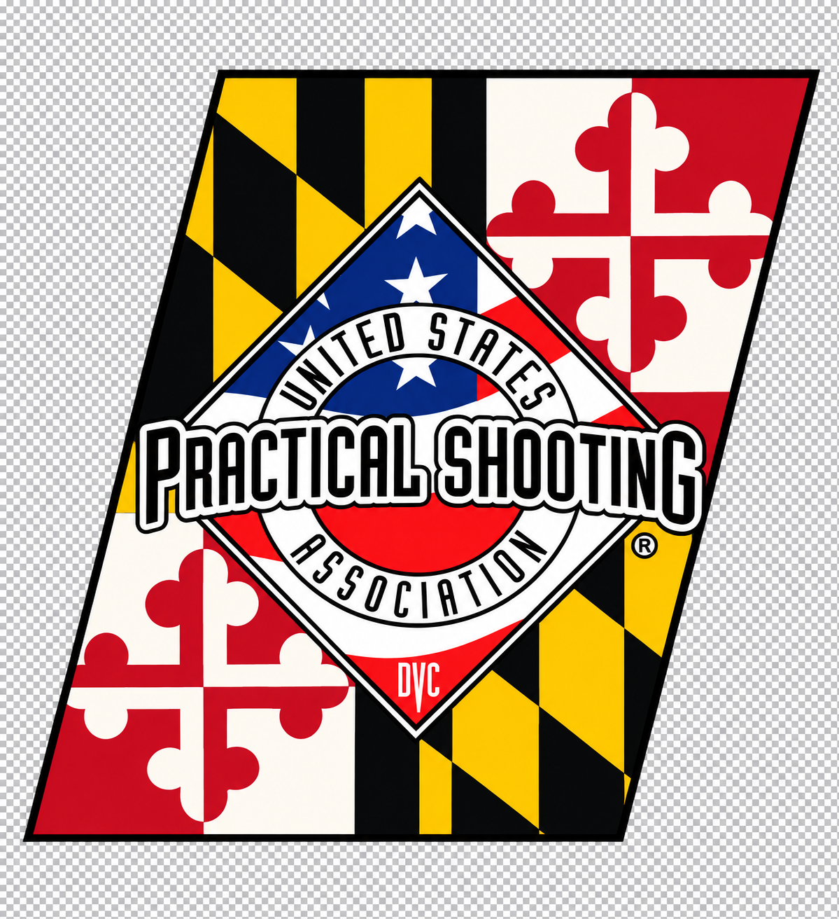 Maryland flag badge with USPSA logo